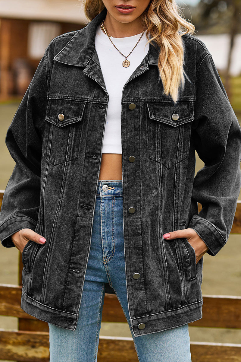 WOMEN OVERSIZED BUTTON UP DANDY DENIM JACKET
