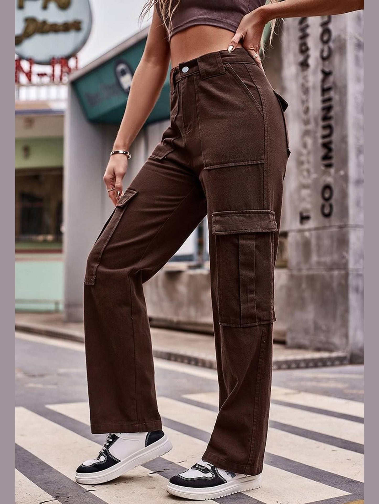 MULTI POCKET CASUAL DENIM PANTS - Doublju