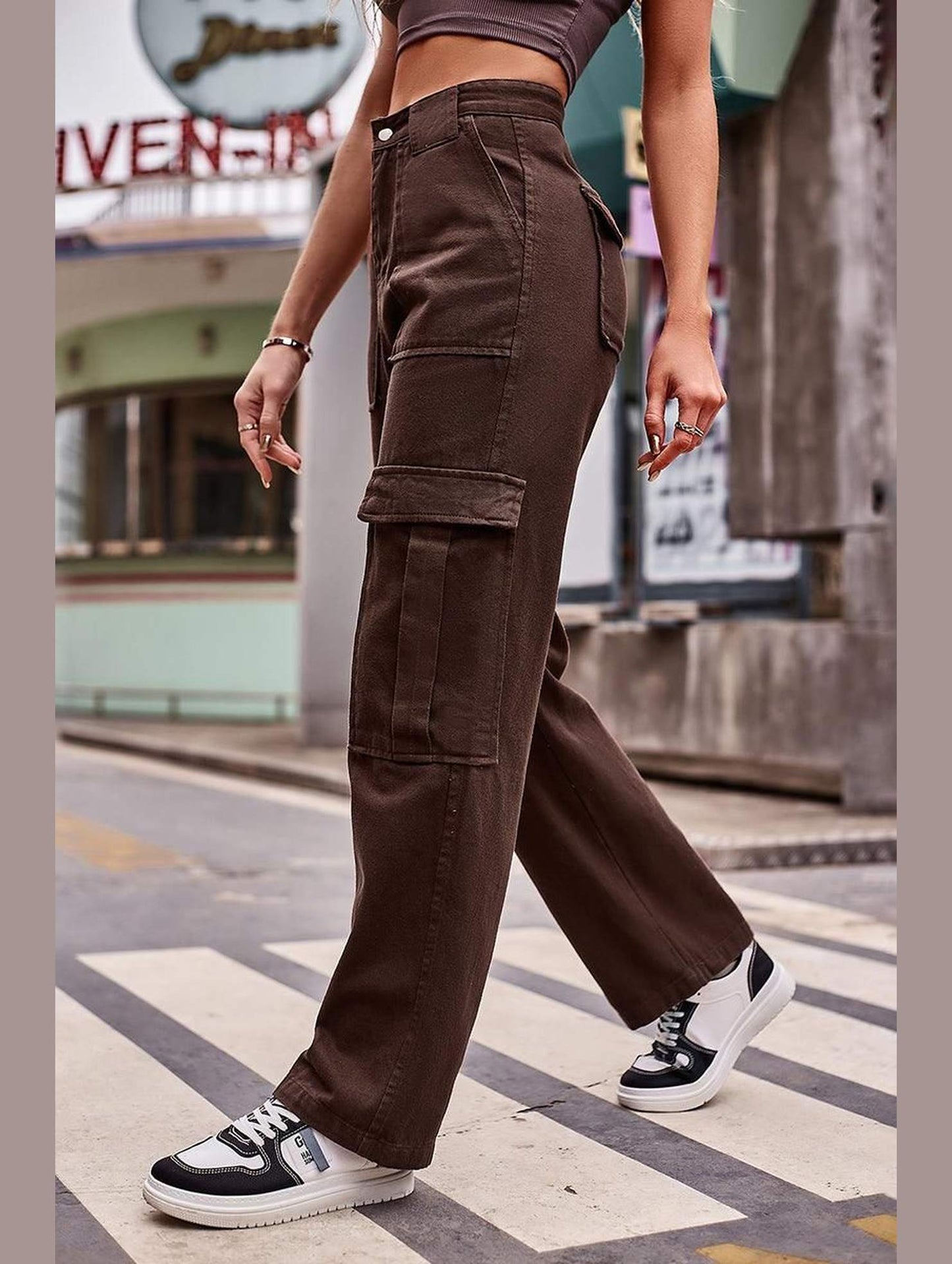 MULTI POCKET CASUAL DENIM PANTS - Doublju