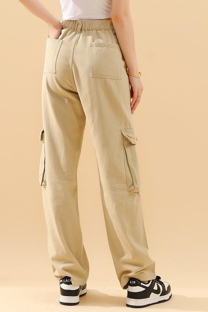 MULTI POCKET CASUAL FLAP POCKET CARGO PANTS - Doublju