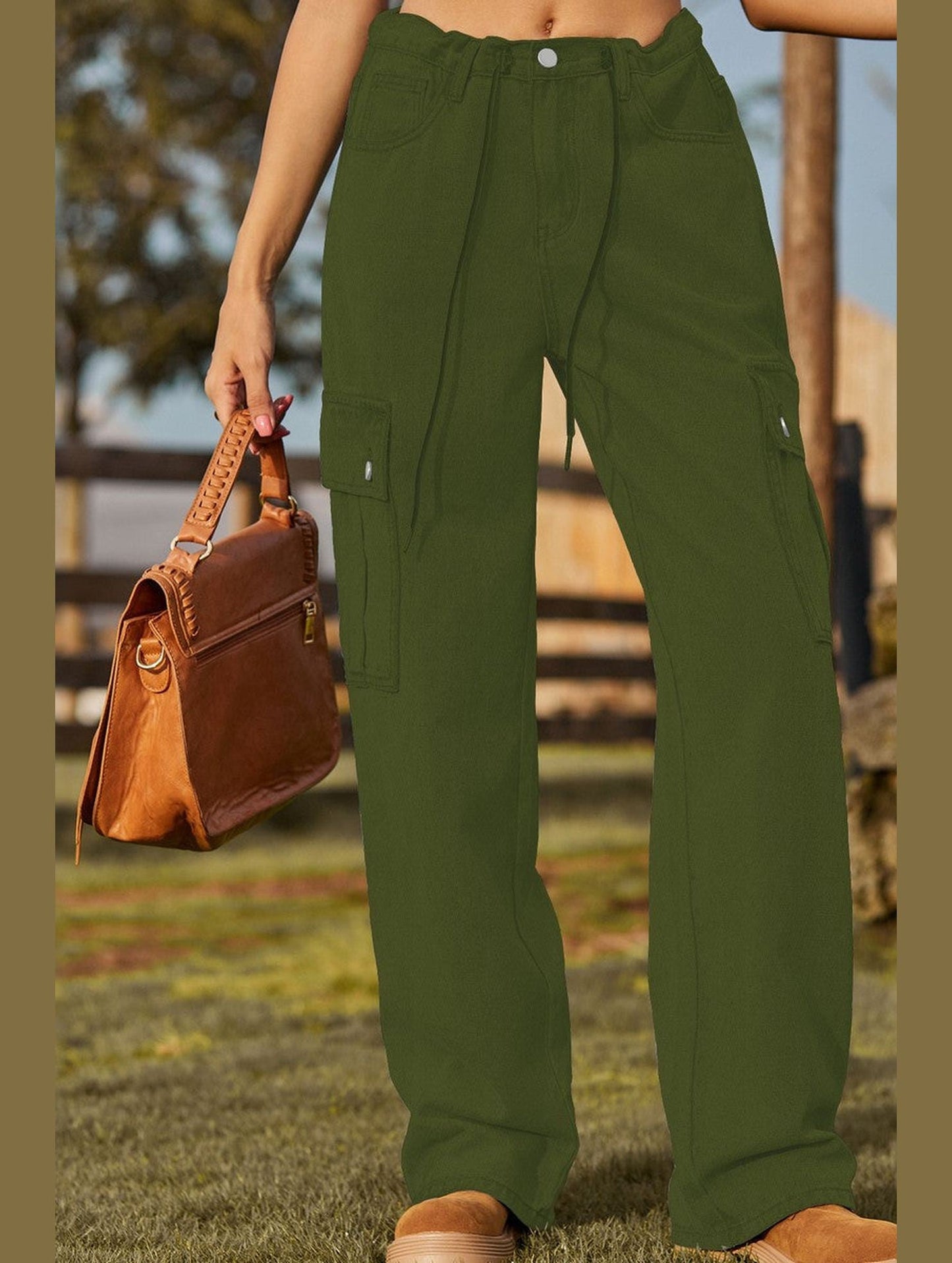 WOMEN ELASTIC DRAWSTRING WAIST CASUAL JEANS