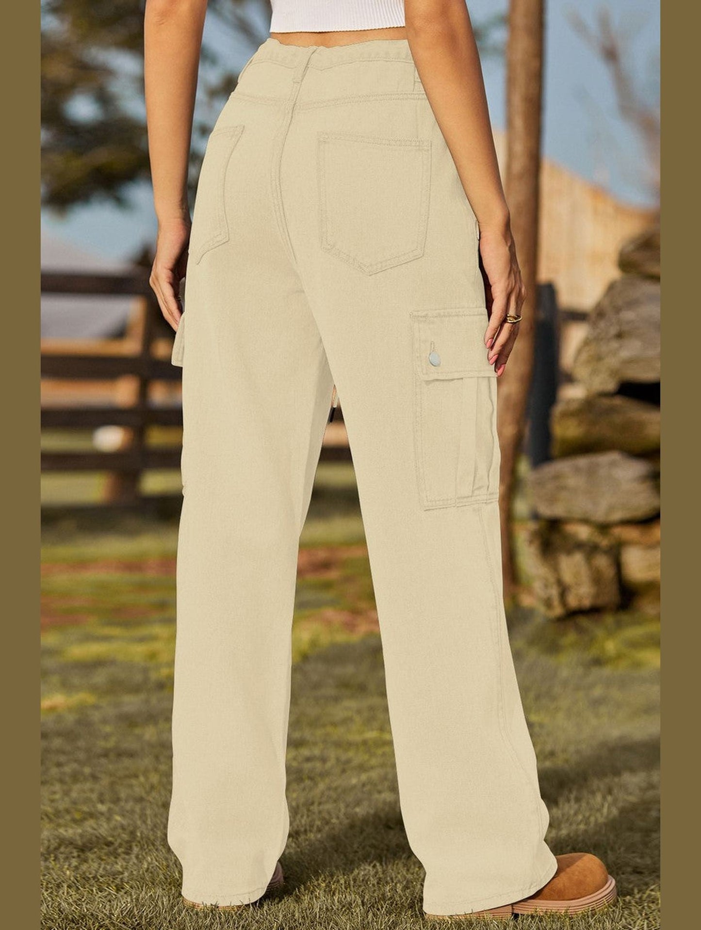 WOMEN ELASTIC DRAWSTRING WAIST CASUAL JEANS