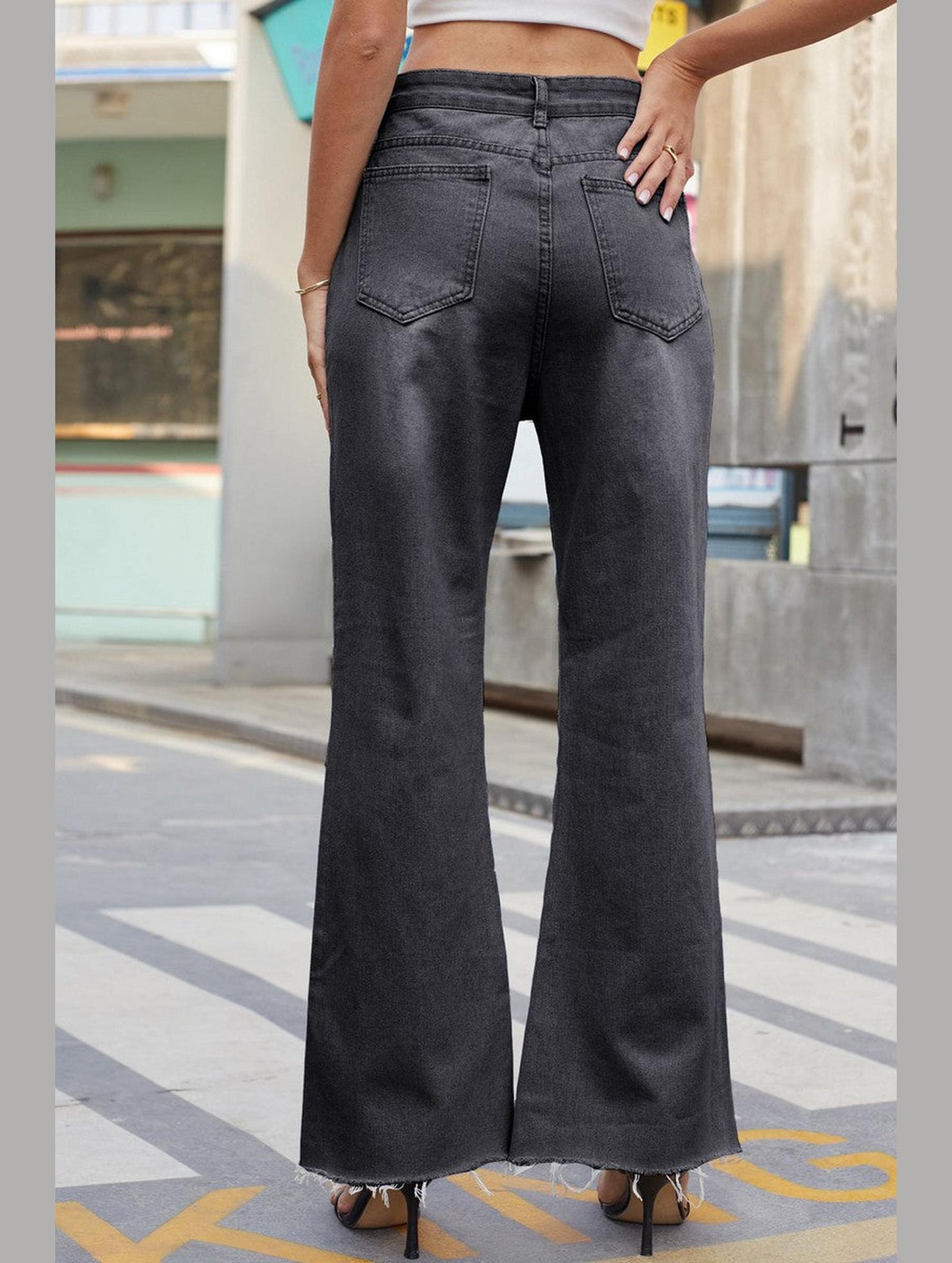 WOMEN DISTRESSED VINTAGE CASUAL DENIM PANTS JEANS