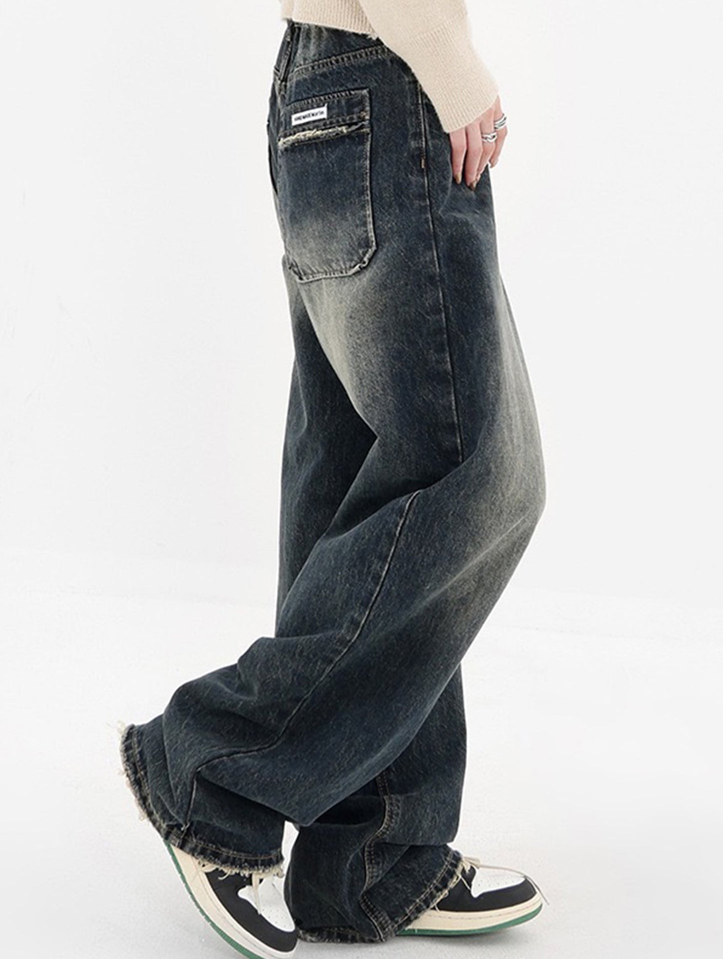 Loose high waist street style wide leg Denim Pants