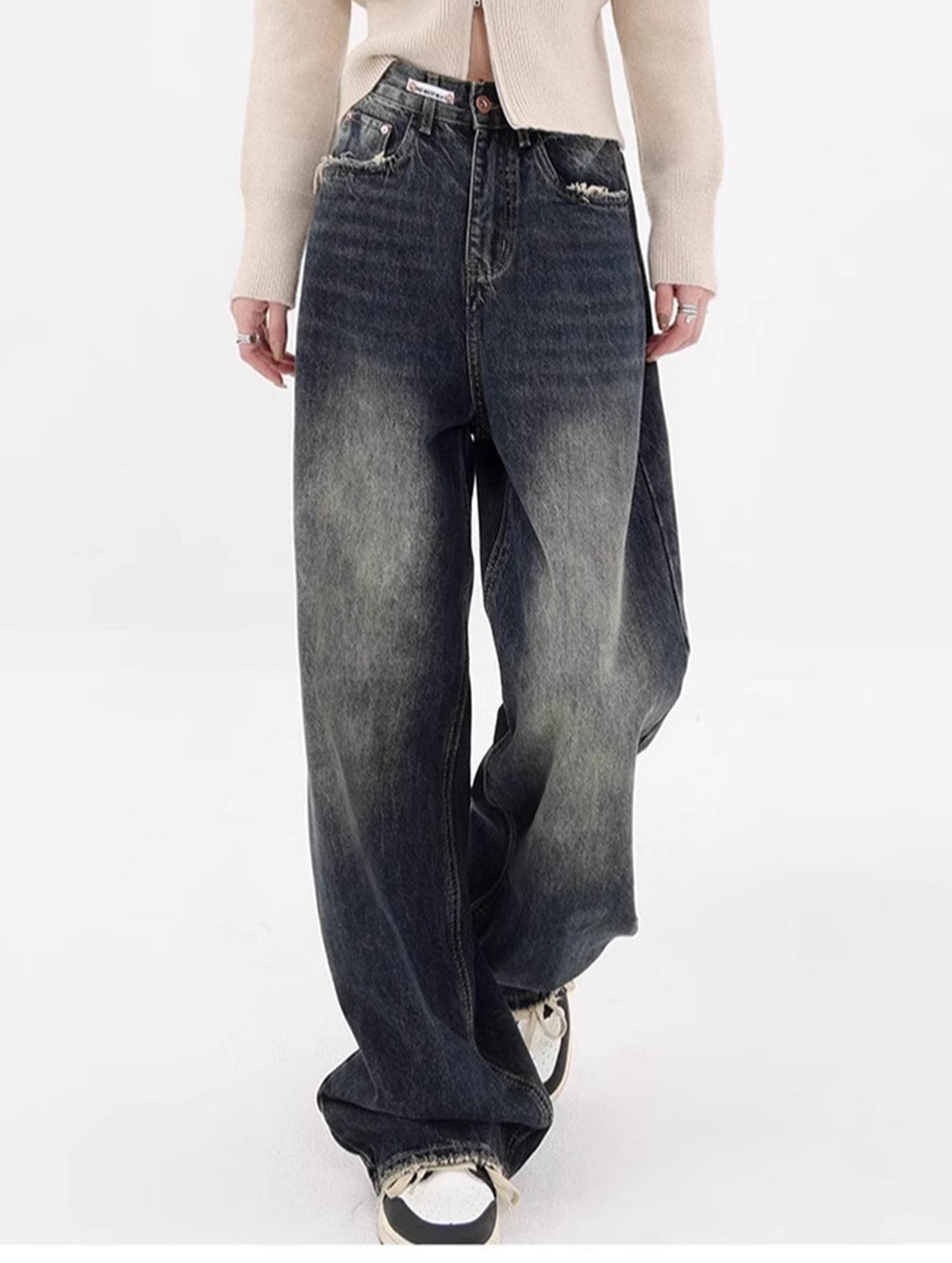 Loose high waist street style wide leg Denim Pants