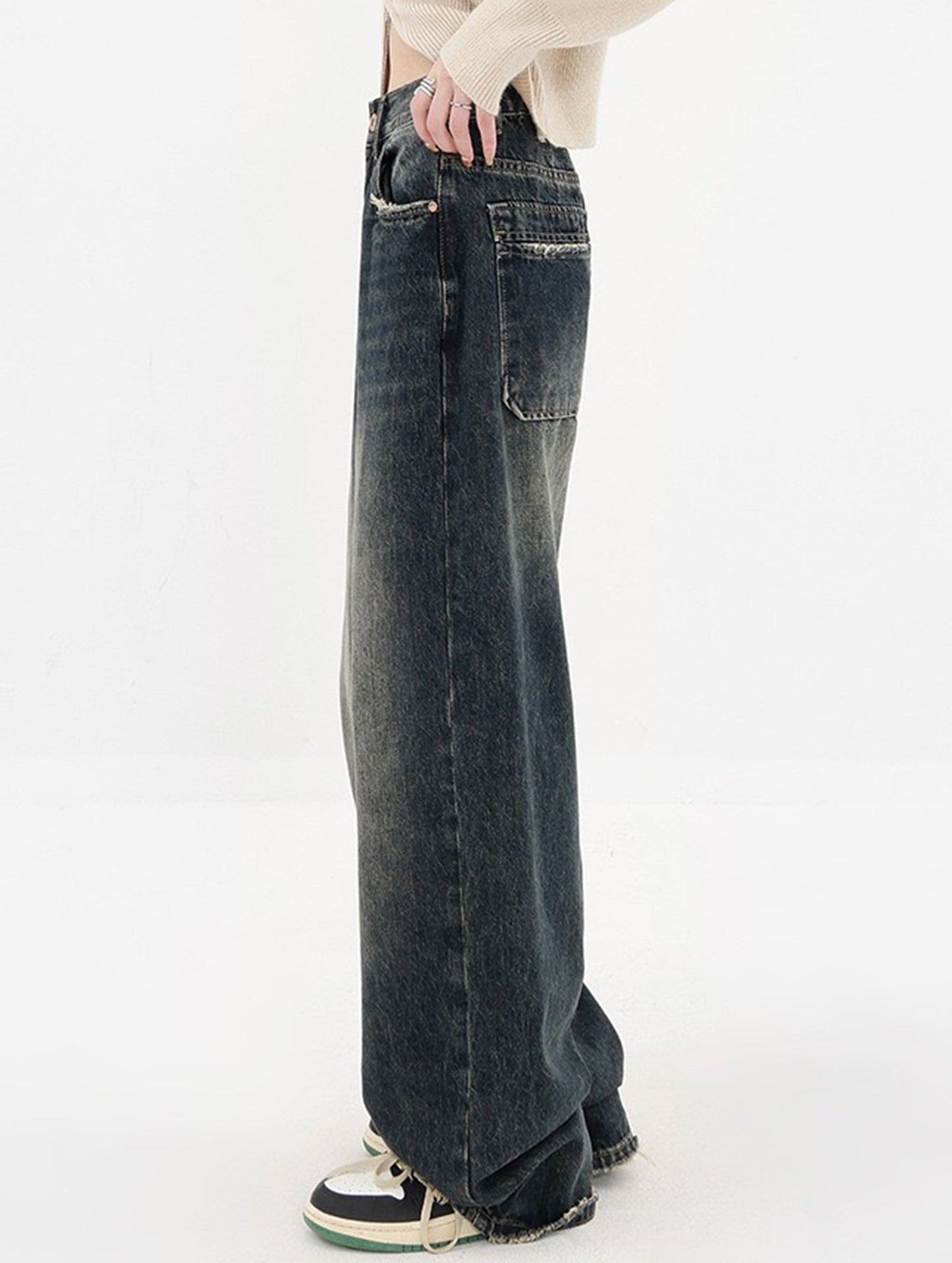 Loose high waist street style wide leg Denim Pants