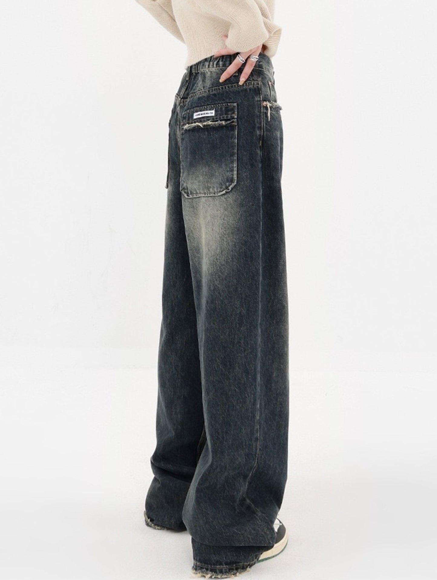 Loose high waist street style wide leg Denim Pants
