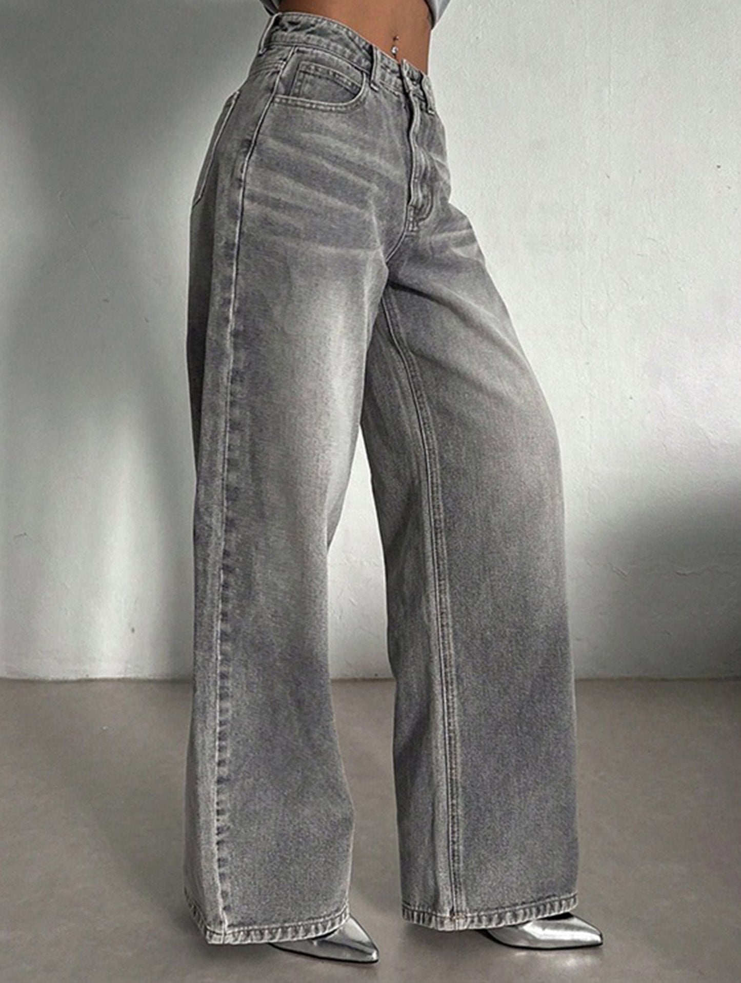 Retro high waist loose wide leg pants