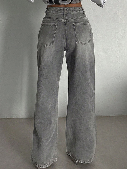 Retro high waist loose wide leg pants