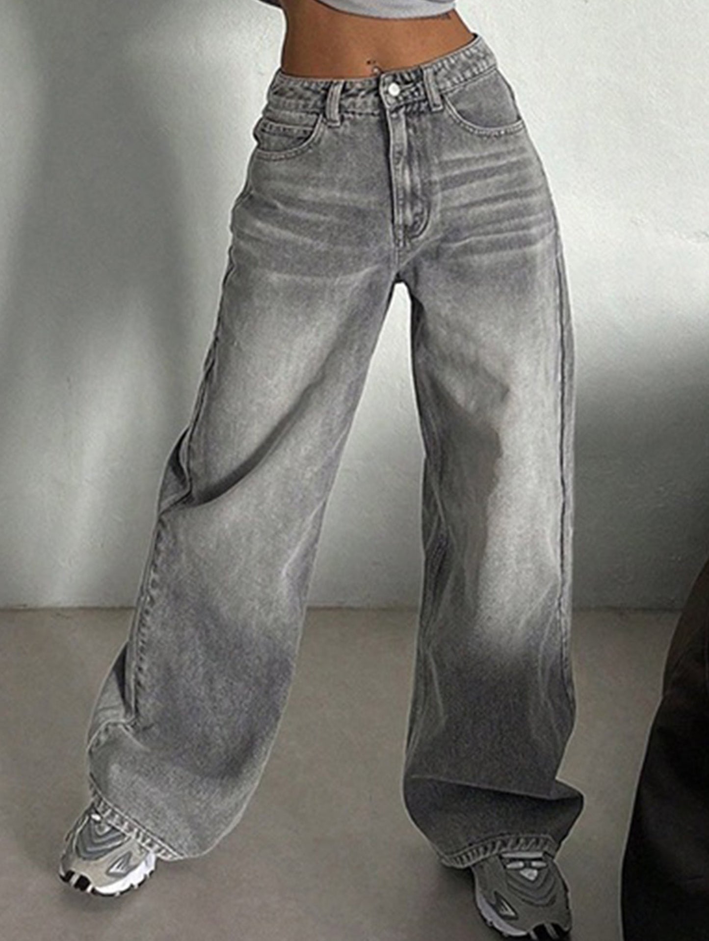 Retro high waist loose wide leg pants