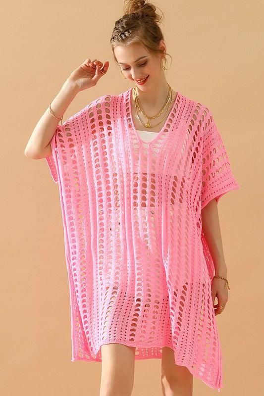 HOLLOW KNITTED BEACH WEAR SWIM COVER UP - Doublju