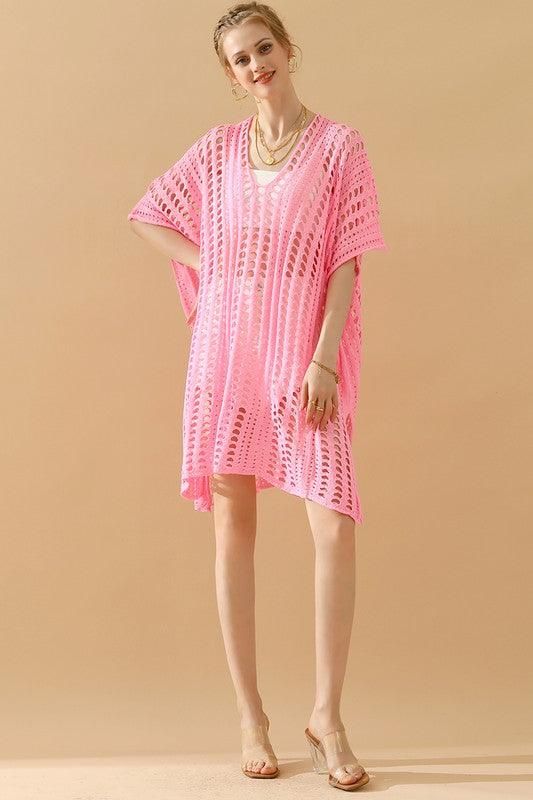 HOLLOW KNITTED BEACH WEAR SWIM COVER UP - Doublju