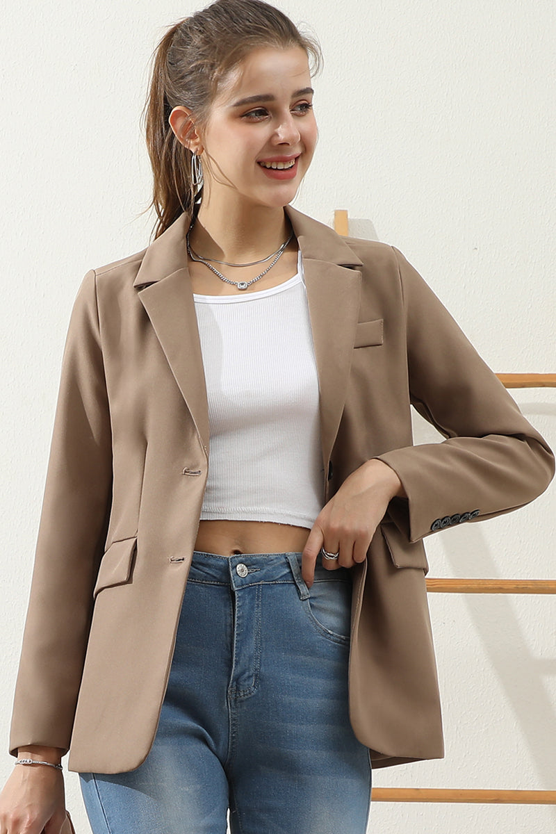 SOLID DOBLE BOTTON JACKET BLAZER WITH FRONT POCEKTS