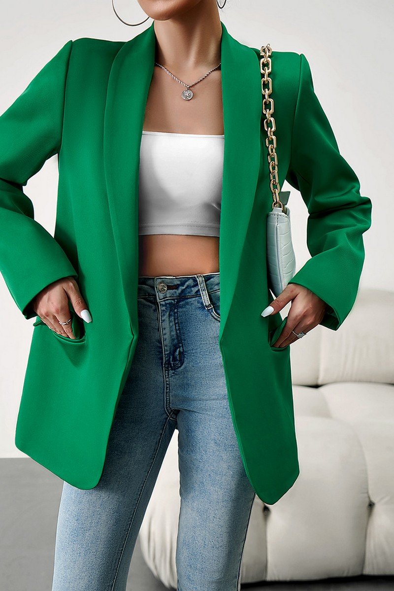 WOMEN OVERSIZED OPEN FRONT OFFICE WORK BLAZER