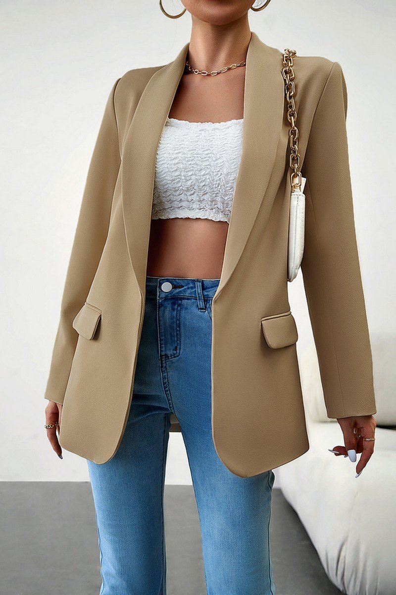 WOMEN OVERSIZED OPEN FRONT OFFICE WORK BLAZER