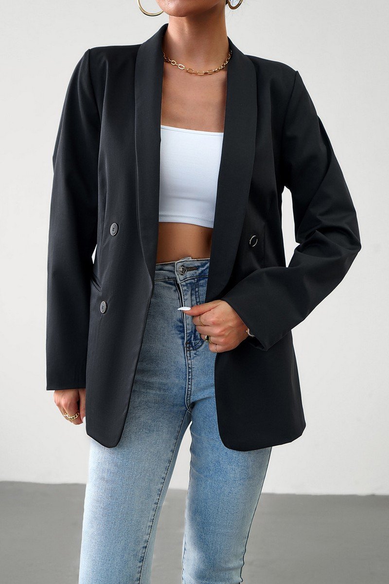 WOMEN DANDY LAPEL SOLID OFFICE BLAZER JACKET