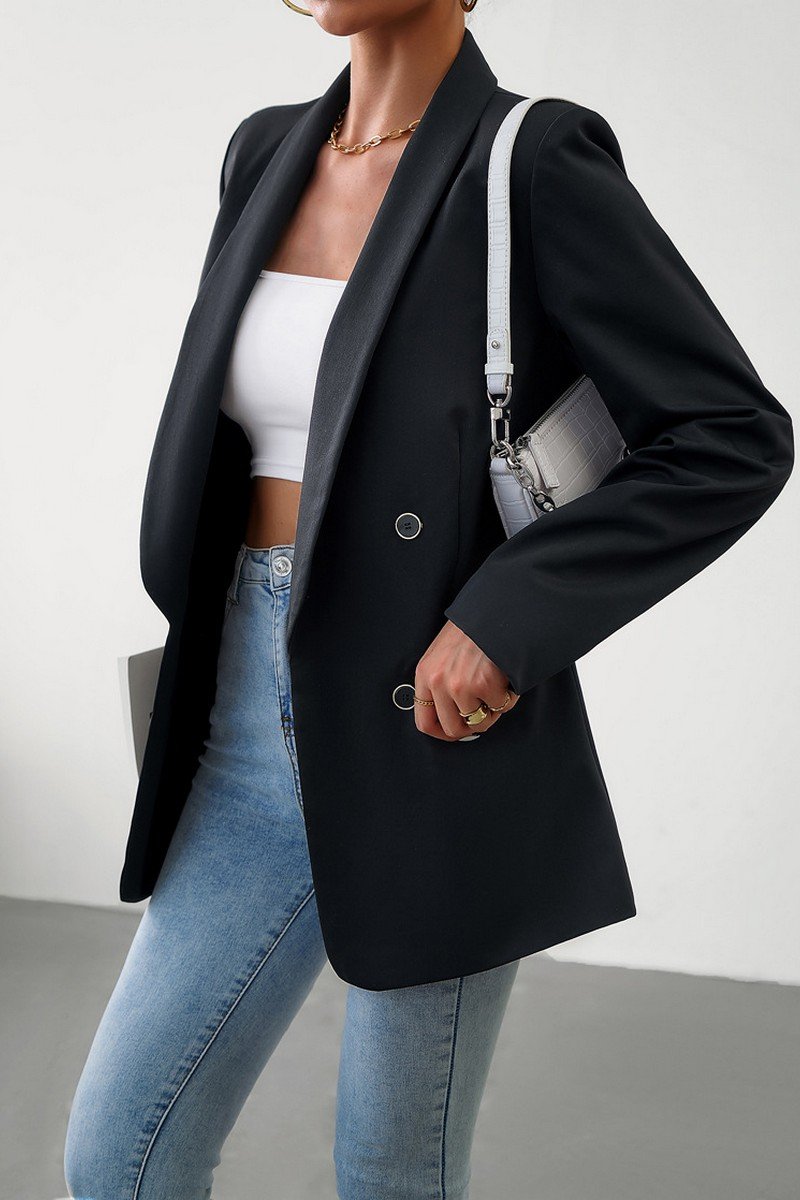 WOMEN DANDY LAPEL SOLID OFFICE BLAZER JACKET