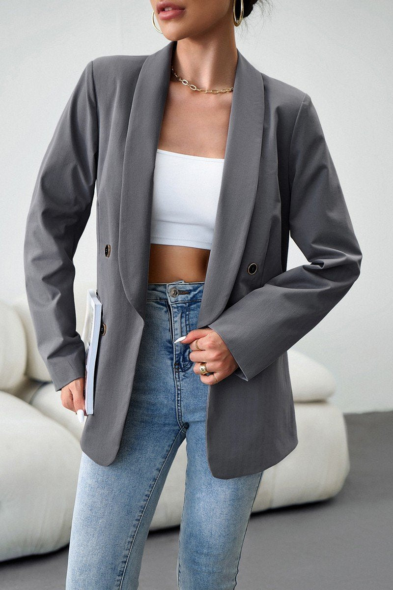WOMEN DANDY LAPEL SOLID OFFICE BLAZER JACKET