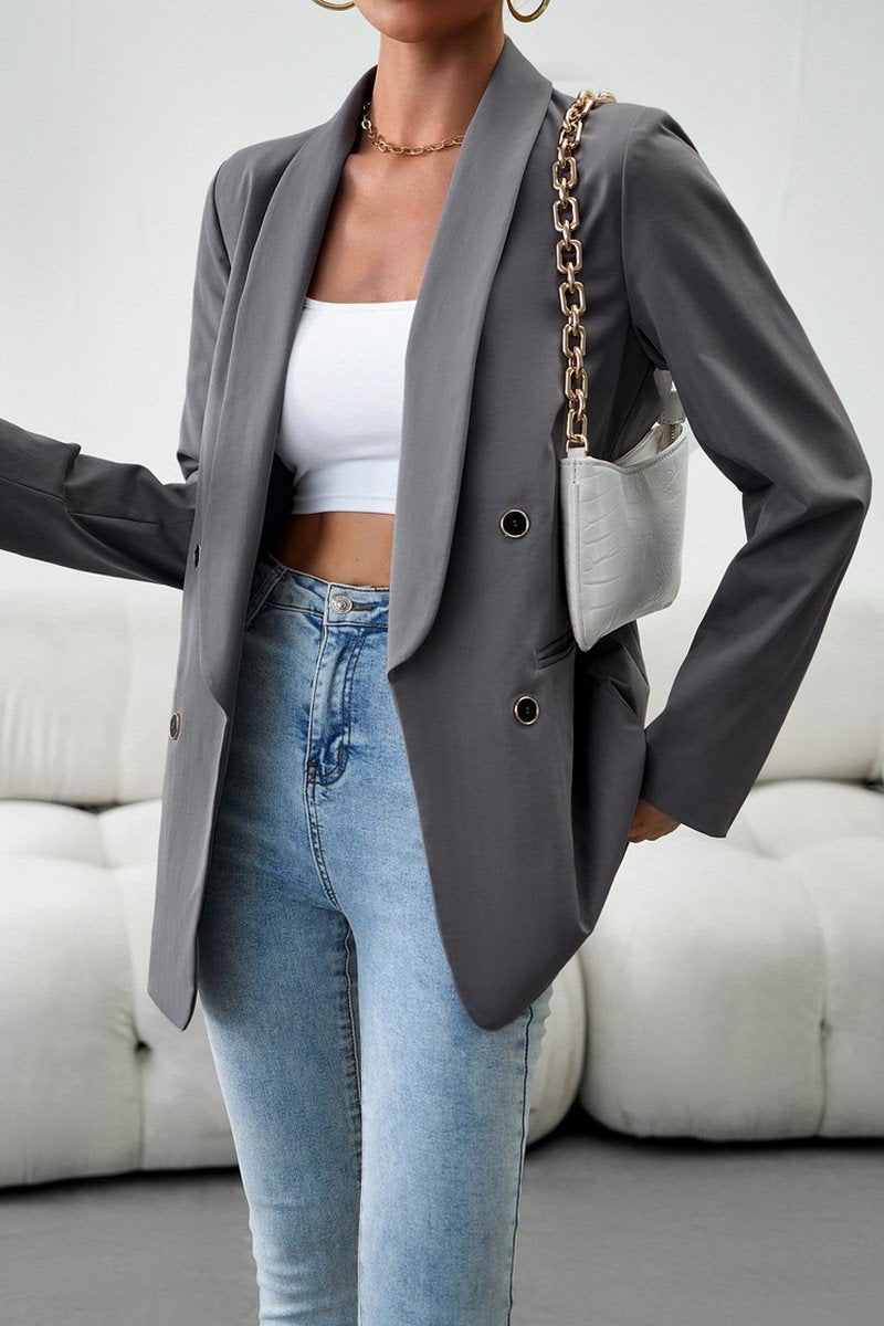 WOMEN DANDY LAPEL SOLID OFFICE BLAZER JACKET