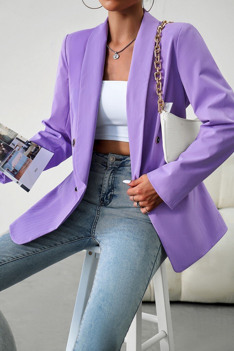 WOMEN DANDY LAPEL SOLID OFFICE BLAZER JACKET