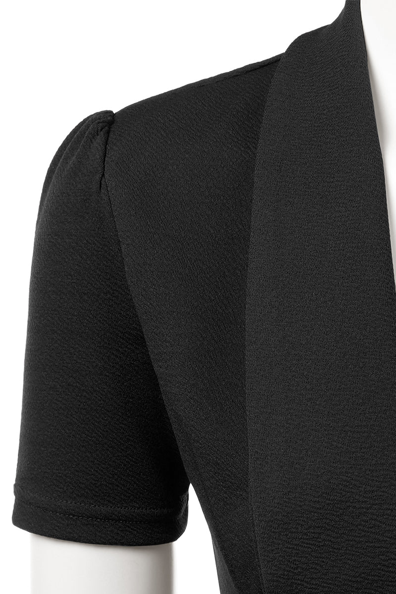 WOMENS SHORT SLEEVE SUMMER BLAZER STRETCH LIGHTWEIGHT OPEN FRONT DRAPED RUFFLES BLOUSES CARDIGAN WITH PLUS SIZE(S-3X)