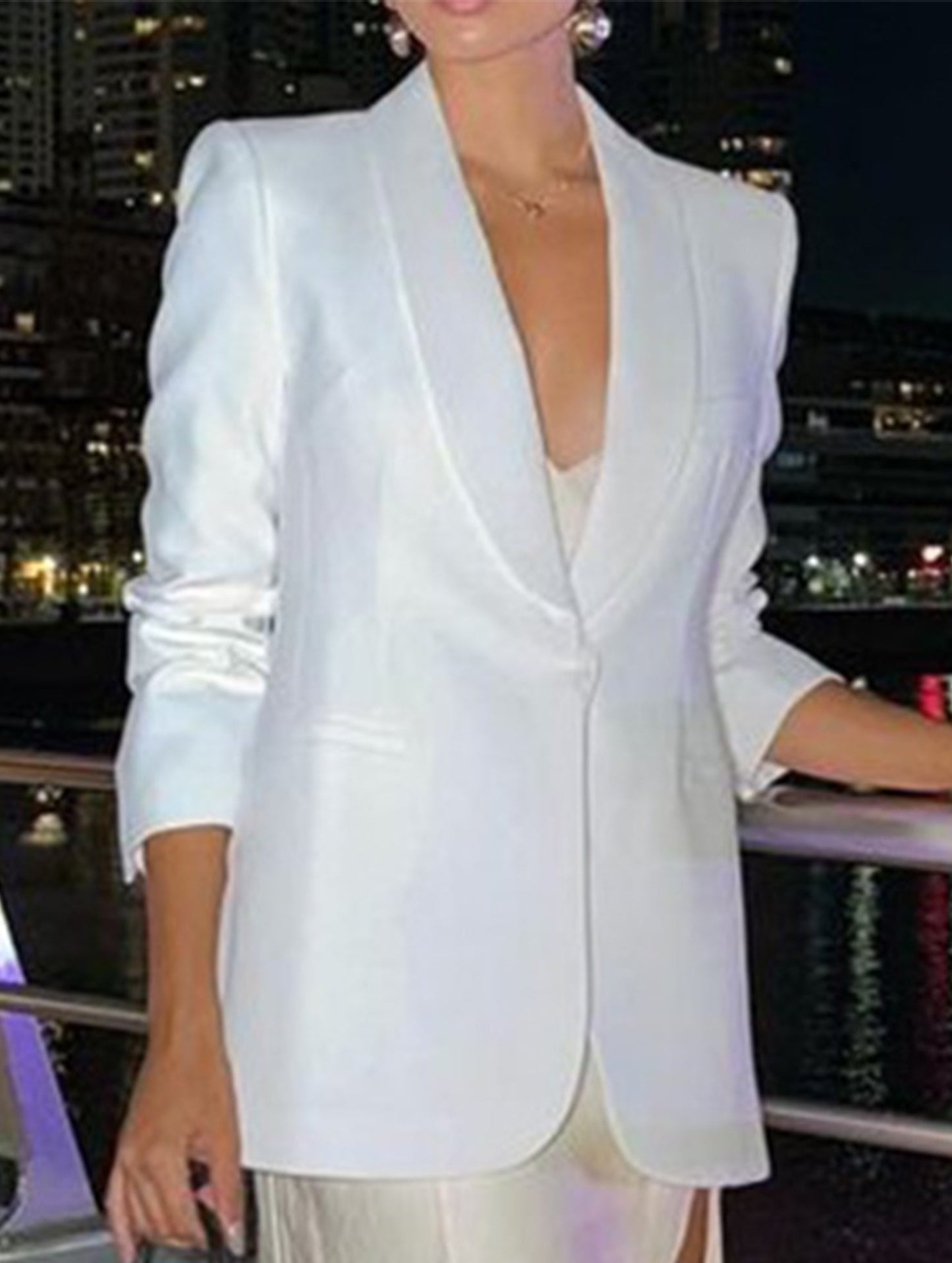 FASHION LONG SLEEVE SOLID COLOR SUIT JACKET