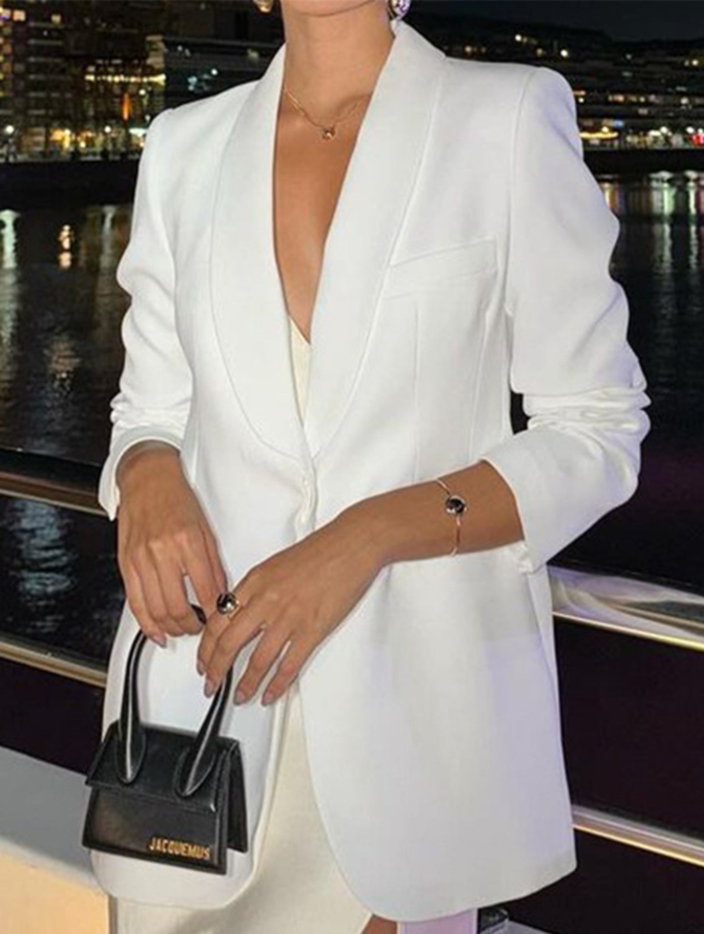 FASHION LONG SLEEVE SOLID COLOR SUIT JACKET