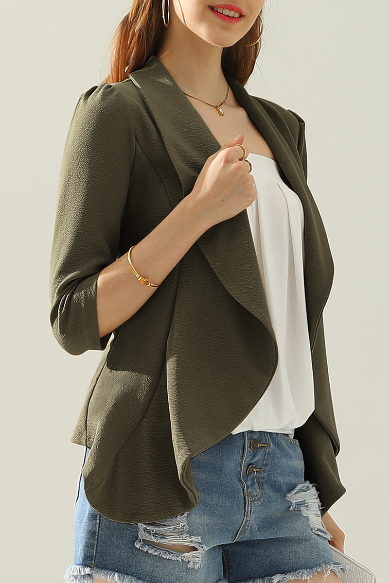 Womens Lightweight Thin 3/4 Sleeve Open Front Blazer Jacket With Plus Size