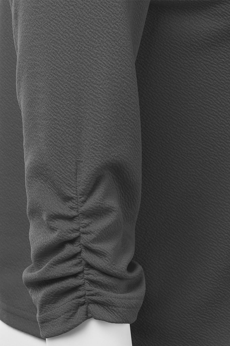 WOMEN'S CASUAL WORK RUCHED 3/4 SLEEVE OPEN FRONT BLAZER JACKET WITH PLUS SIZE