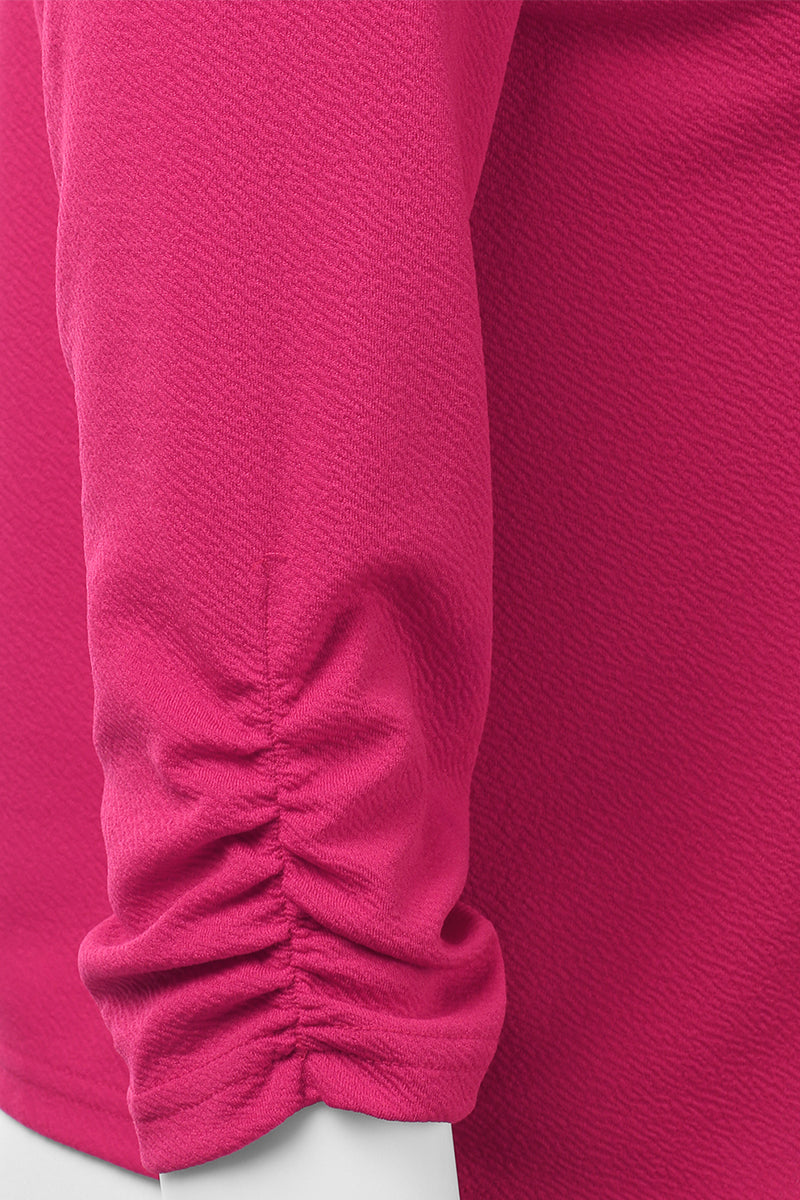 WOMEN'S CASUAL WORK RUCHED 3/4 SLEEVE OPEN FRONT BLAZER JACKET WITH PLUS SIZE