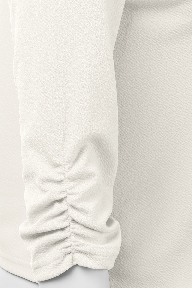 WOMEN'S CASUAL WORK RUCHED 3/4 SLEEVE OPEN FRONT BLAZER JACKET WITH PLUS SIZE