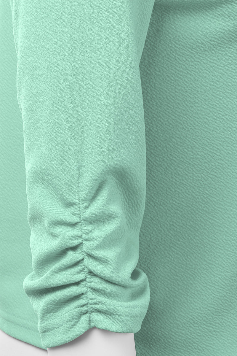 WOMEN'S CASUAL WORK RUCHED 3/4 SLEEVE OPEN FRONT BLAZER JACKET WITH PLUS SIZE