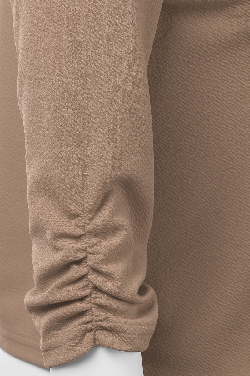 WOMEN'S CASUAL WORK RUCHED 3/4 SLEEVE OPEN FRONT BLAZER JACKET WITH PLUS SIZE