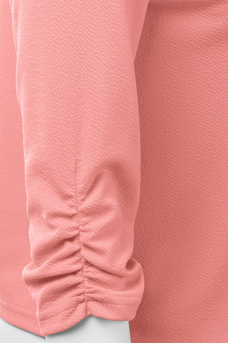 WOMEN'S CASUAL WORK RUCHED 3/4 SLEEVE OPEN FRONT BLAZER JACKET WITH PLUS SIZE