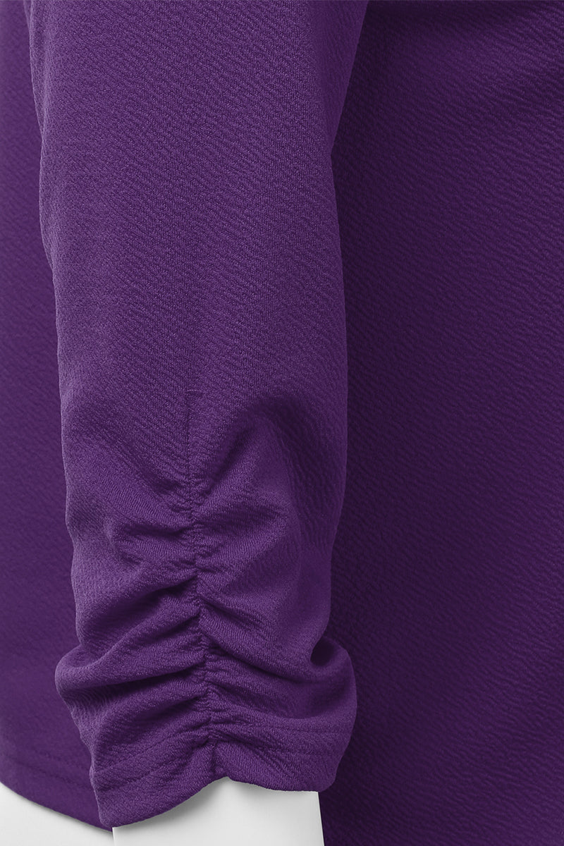 WOMEN'S CASUAL WORK RUCHED 3/4 SLEEVE OPEN FRONT BLAZER JACKET WITH PLUS SIZE