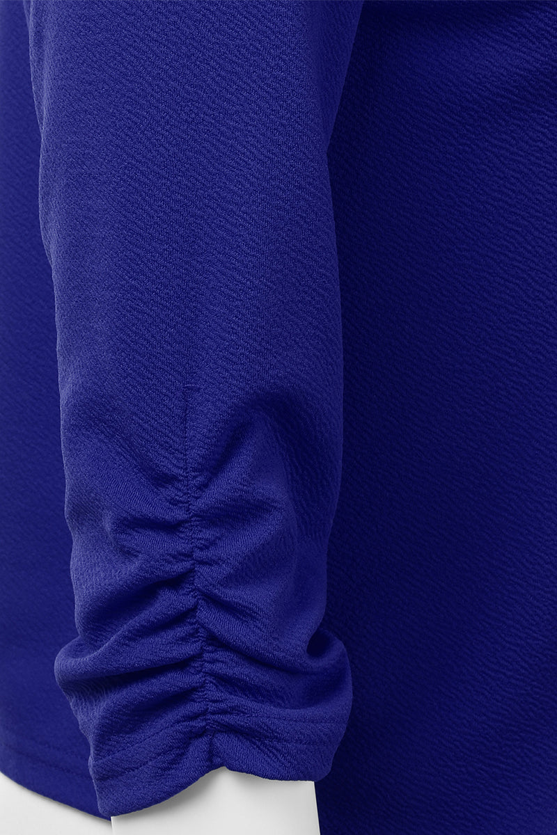 WOMEN'S CASUAL WORK RUCHED 3/4 SLEEVE OPEN FRONT BLAZER JACKET WITH PLUS SIZE