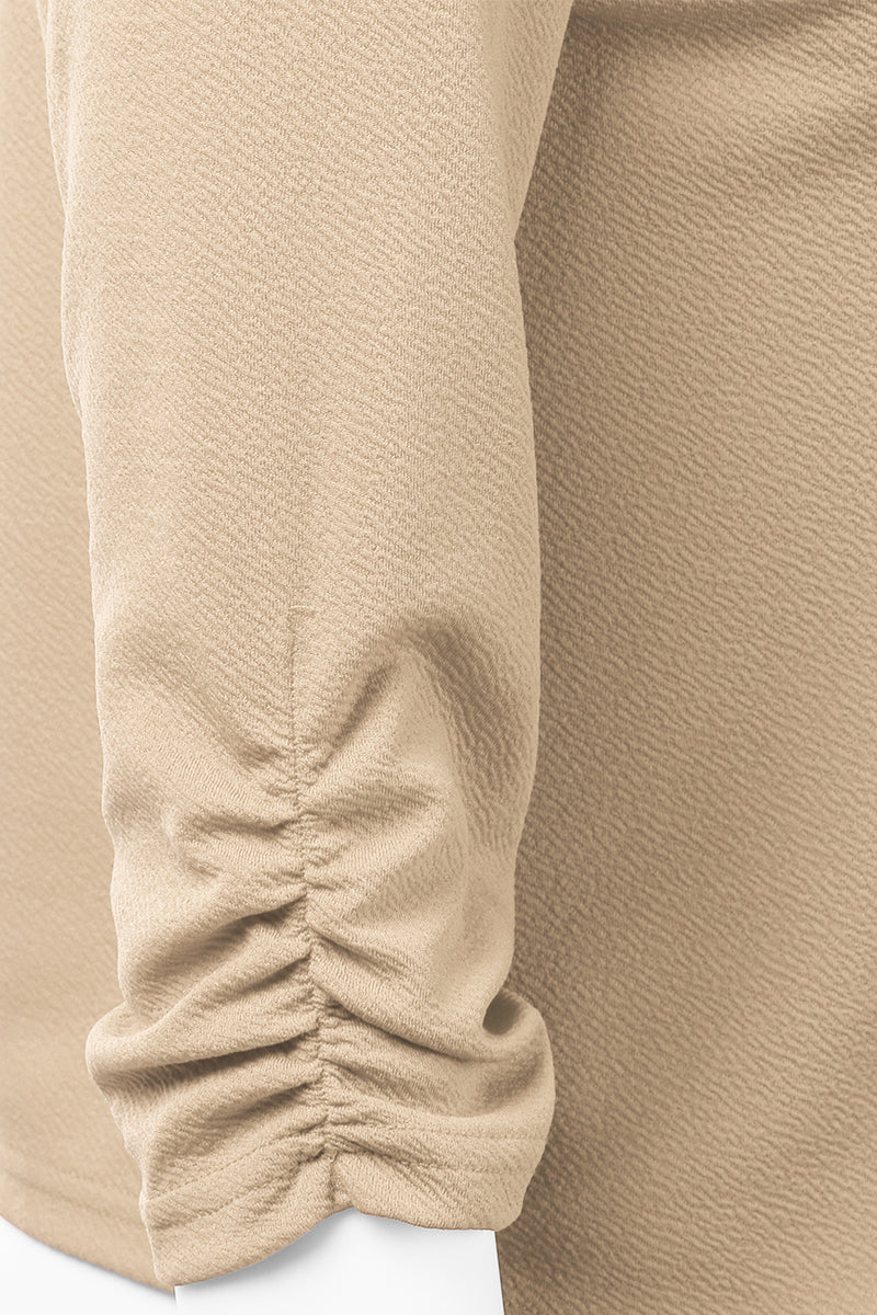 WOMEN'S CASUAL WORK RUCHED 3/4 SLEEVE OPEN FRONT BLAZER JACKET WITH PLUS SIZE