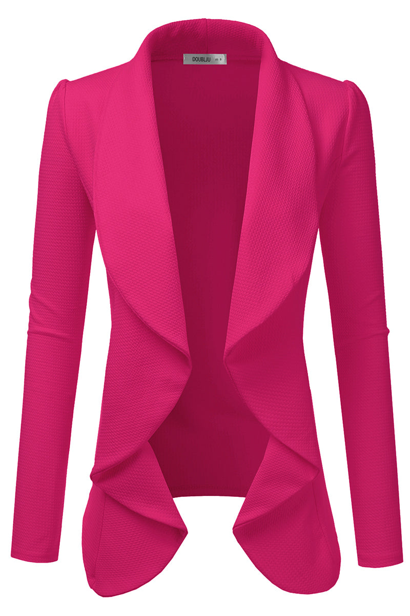 Classic Draped Open Front Blazer Jacket for Women with Plus Size