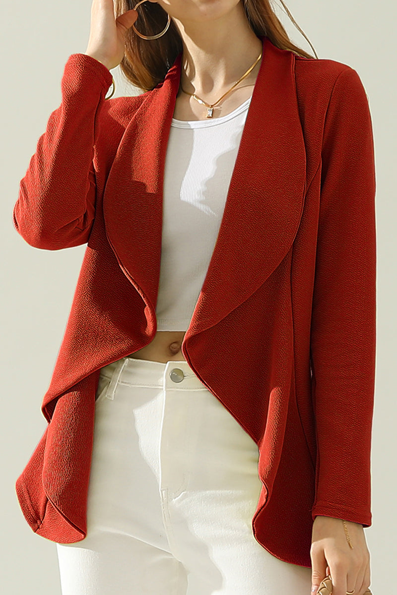 Classic Draped Open Front Blazer Jacket for Women with Plus Size