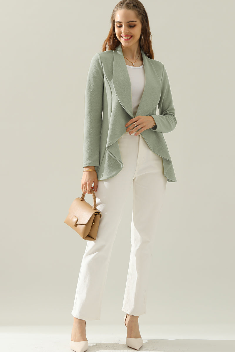 Classic Draped Open Front Blazer Jacket for Women with Plus Size