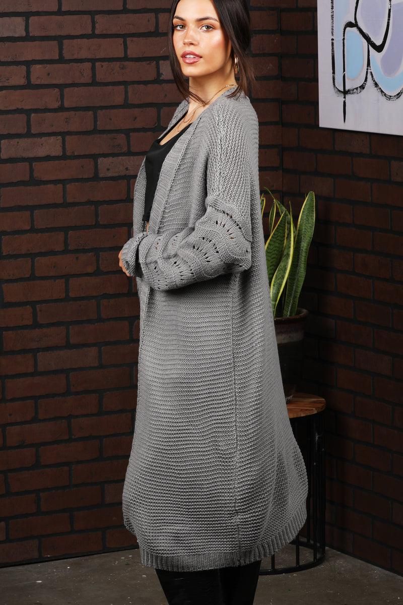 LONG KNIT CARDIGAN - Doublju