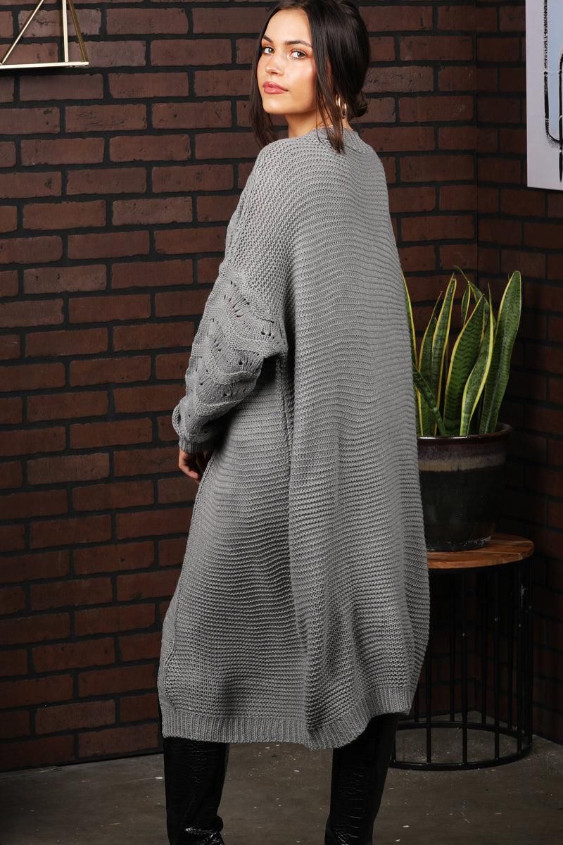 LONG KNIT CARDIGAN - Doublju