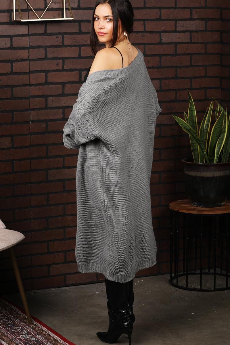 LONG KNIT CARDIGAN - Doublju