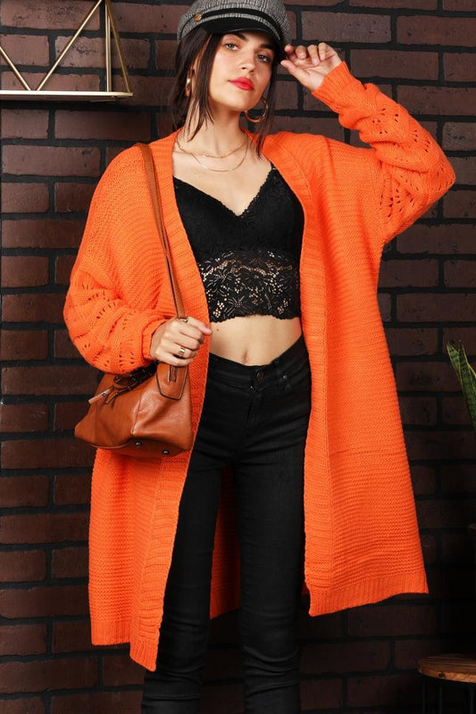 LONG KNIT CARDIGAN - Doublju