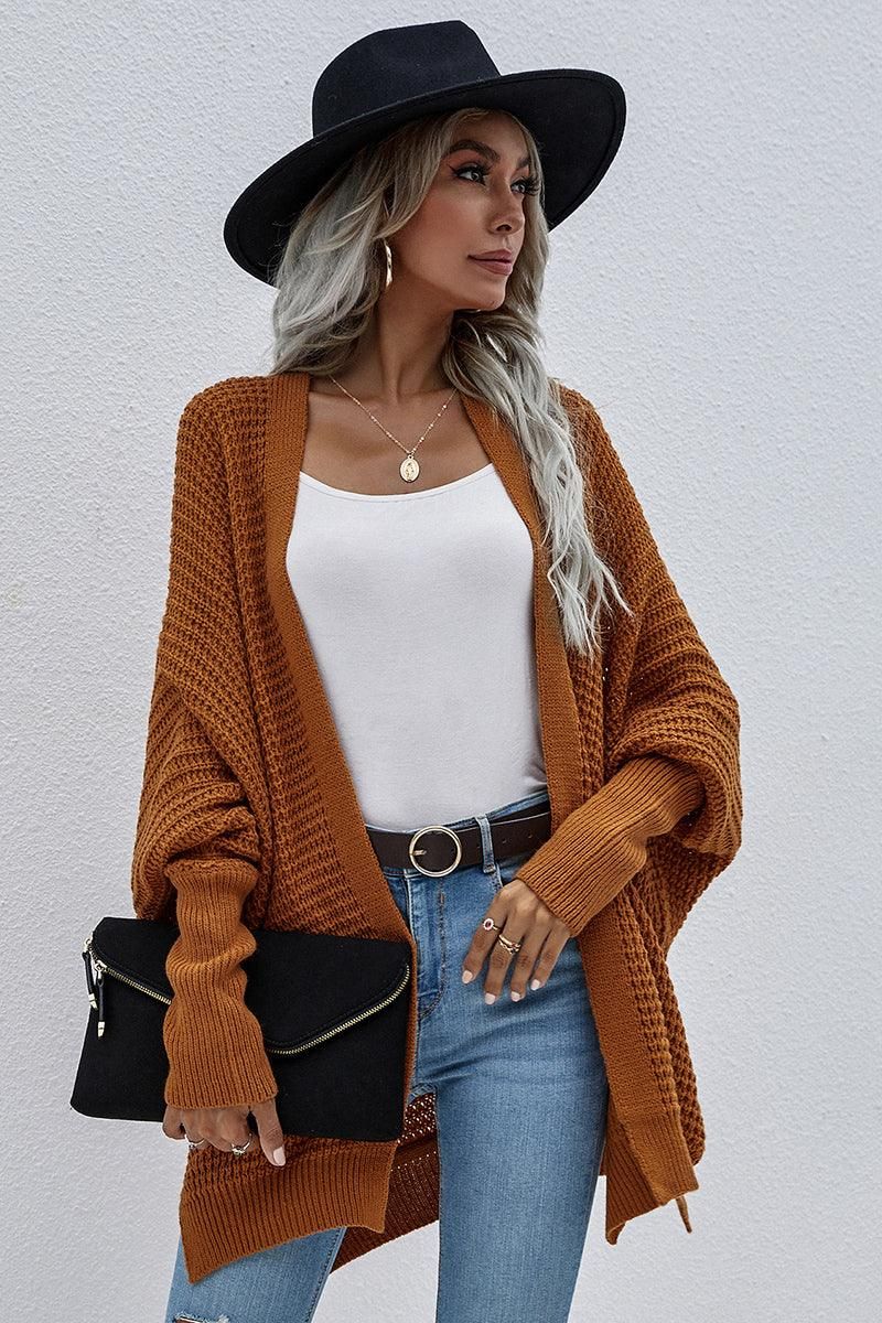 WOMEN??¢S KIMONO BATWING CABLE KNITTED CARDIGAN - Doublju