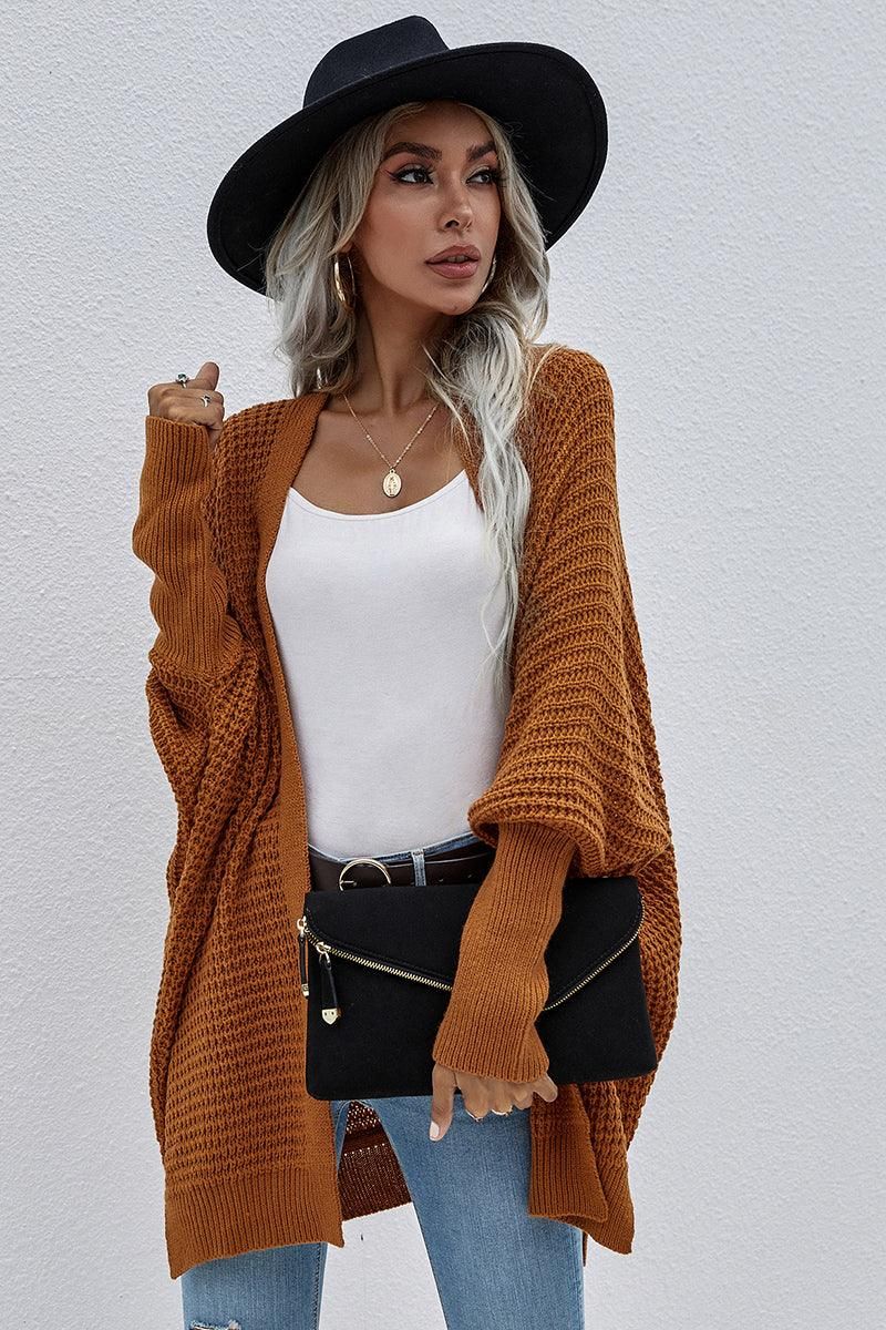 WOMEN??¢S KIMONO BATWING CABLE KNITTED CARDIGAN - Doublju