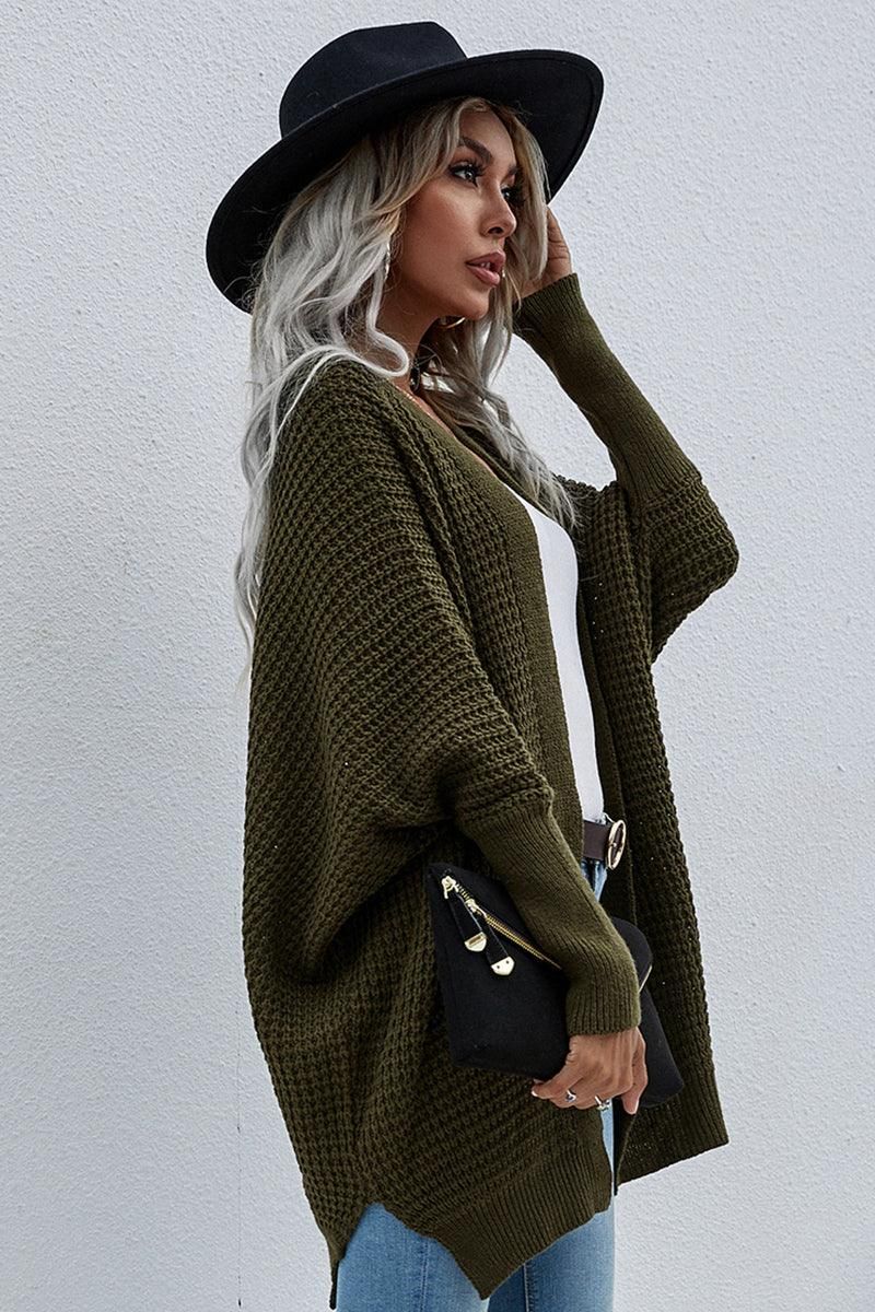 WOMEN??¢S KIMONO BATWING CABLE KNITTED CARDIGAN - Doublju