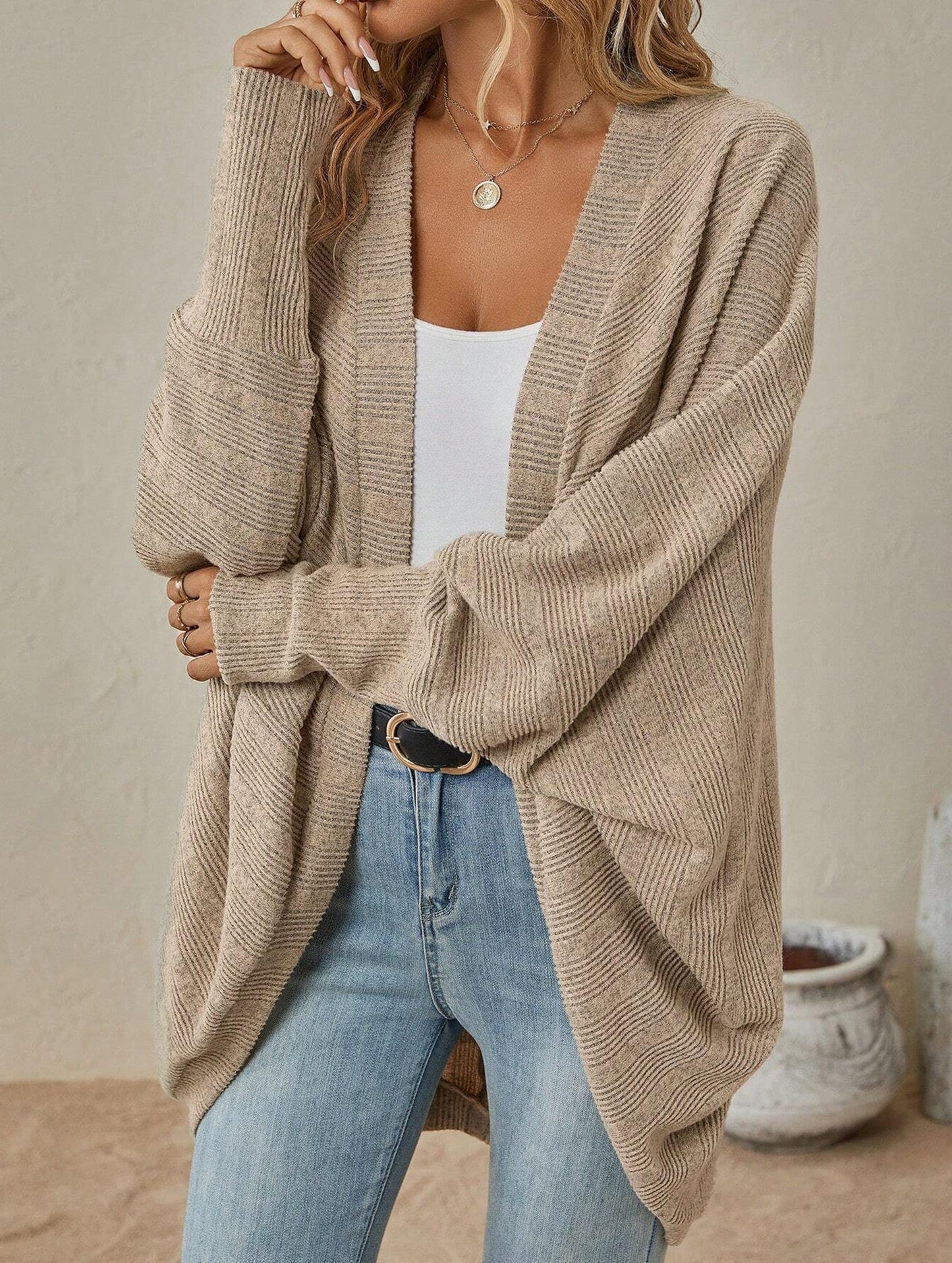 Solid color mid-length sweater