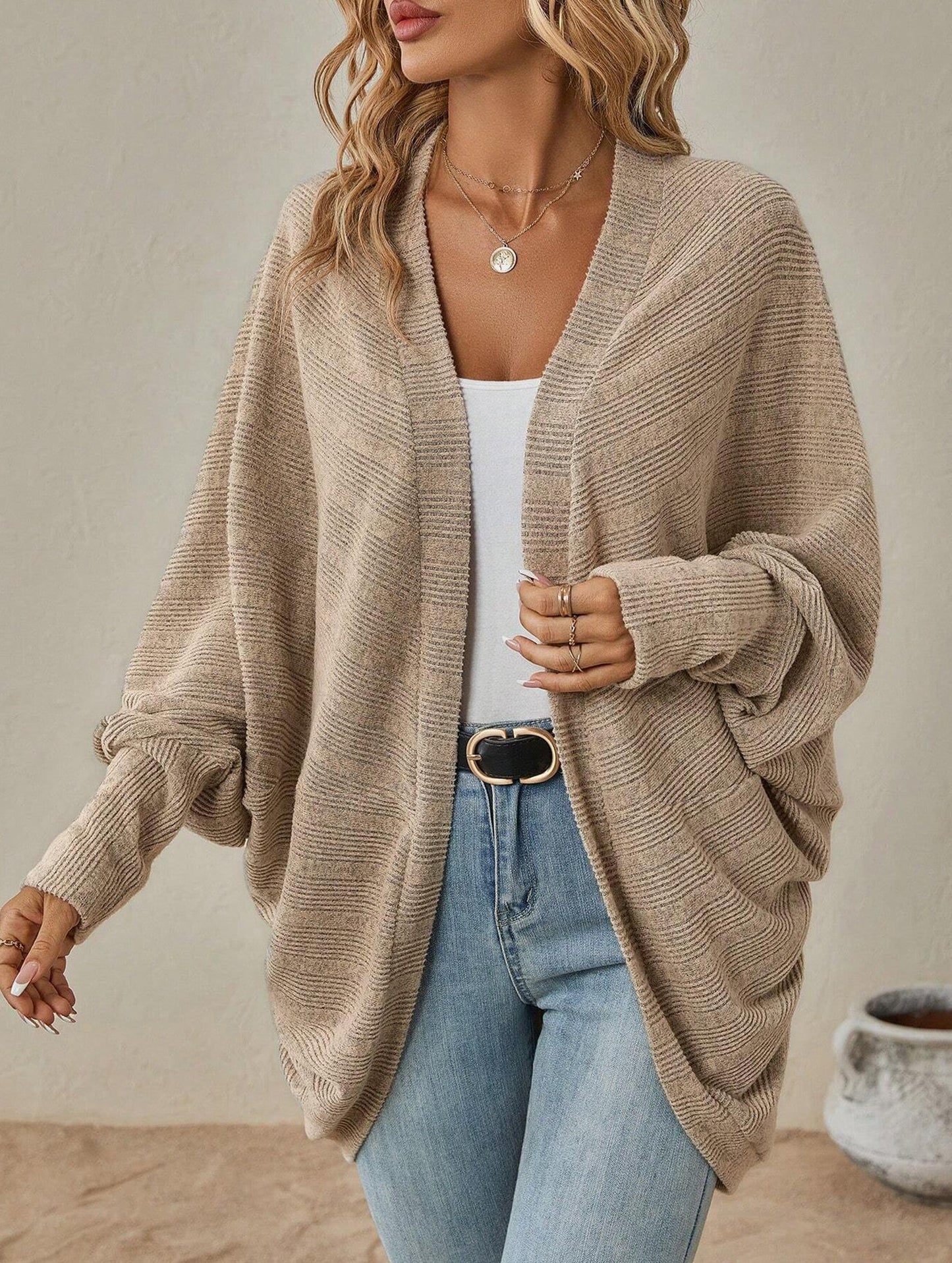 Solid color mid-length sweater