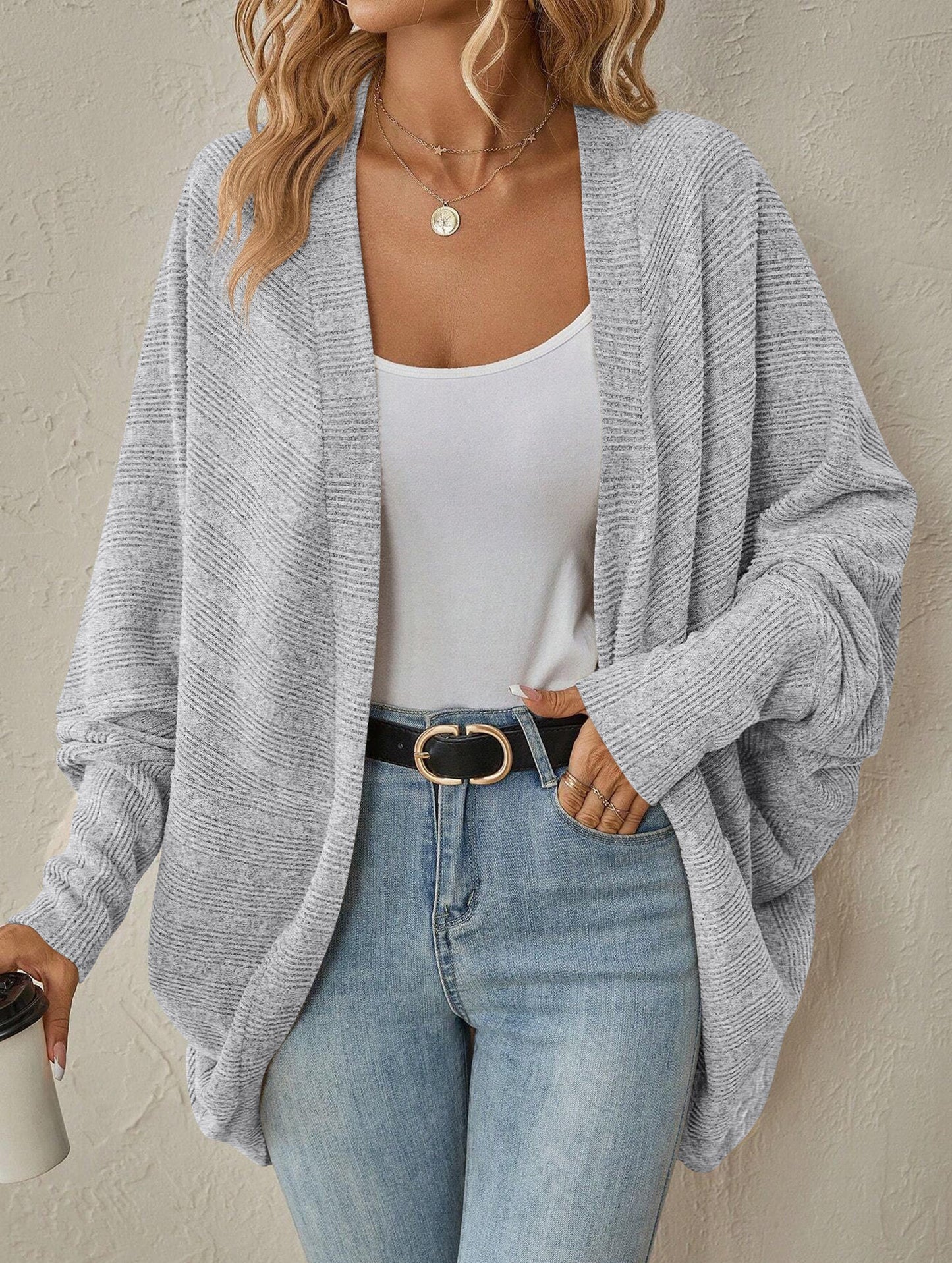 Solid color mid-length sweater